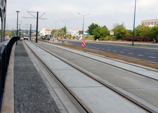 Budowa linii tramwajowej przy alei Sikorskiego (16 września 2015)
