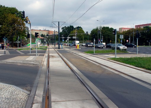 Budowa linii tramwajowej przy alei Sikorskiego (16 września 2015)