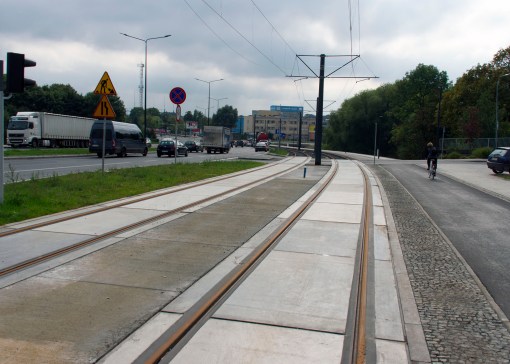 Budowa linii tramwajowej przy alei Sikorskiego (16 września 2015)