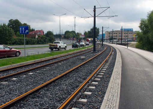 Budowa linii tramwajowej przy alei Sikorskiego (16 września 2015)