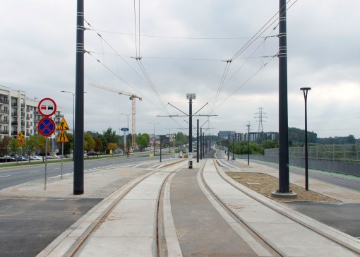 Budowa linii tramwajowej przy alei Sikorskiego (16 września 2015)