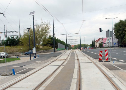 Budowa linii tramwajowej przy alei Sikorskiego (16 września 2015)