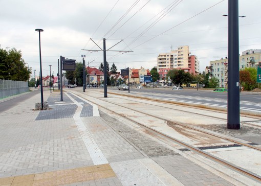 Budowa linii tramwajowej przy alei Sikorskiego (16 września 2015) - przystanek Dywizjonu 303