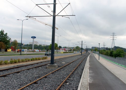 Budowa linii tramwajowej przy alei Sikorskiego (16 września 2015)