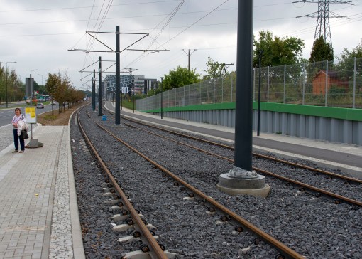 Budowa linii tramwajowej przy alei Sikorskiego (16 września 2015)