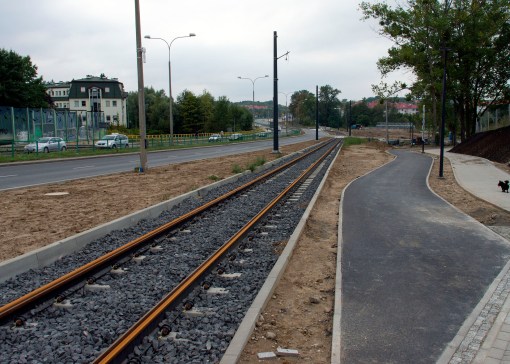 Budowa linii tramwajowej przy ulicy Tuwima (16 września 2015)