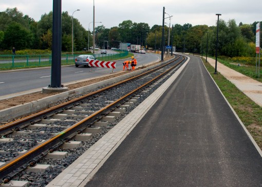 Budowa linii tramwajowej przy ulicy Tuwima (16 września 2015)