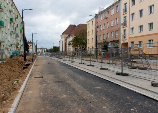 Budowa linii tramwajowej w ulicy Kościuszki (20 września 2015)