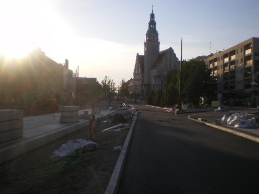 Budowa linii tramwajowej w alei Piłsudskiego (31 sierpnia 2015)