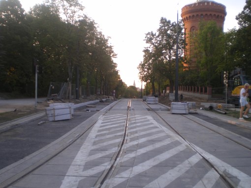 Budowa linii tramwajowej w ulicy Żołnierskiej (31 sierpnia 2015)