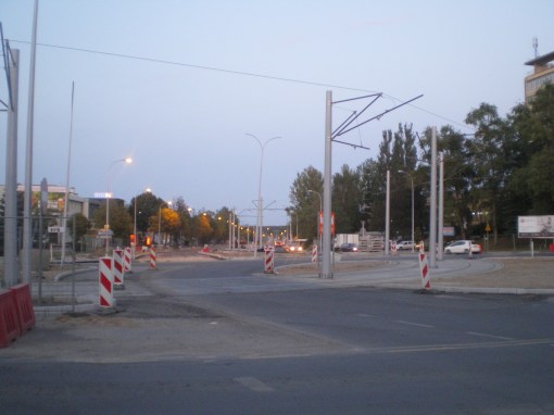 Budowa linii tramwajowej na placu Ofiar Katynia (31 sierpnia 2015)