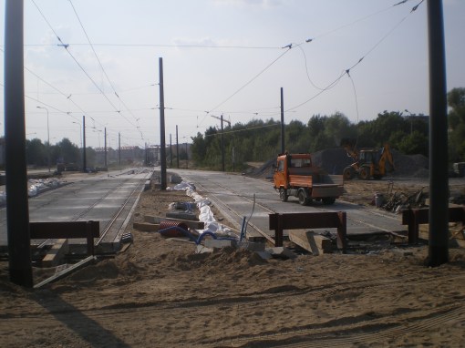 Budowa linii tramwajowej przy ulicy Witosa (1 września 2015) - przystanek końcowy Kanta