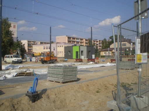 Budowa linii tramwajowej przy ulicy Witosa (1 września 2015) - przystanek końcowy Kanta