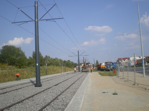 Budowa linii tramwajowej przy ulicy Witosa (1 września 2015)