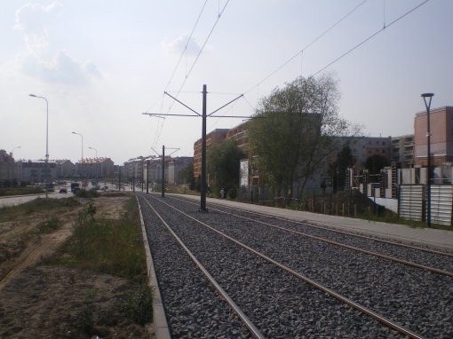 Budowa linii tramwajowej przy ulicy Witosa (1 września 2015)