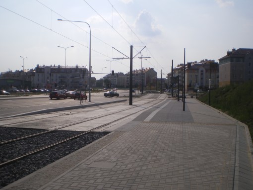 Budowa linii tramwajowej przy ulicy Witosa (1 września 2015) - przystanek Witosa