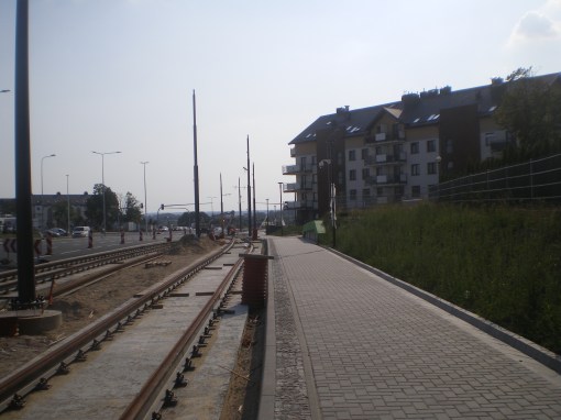 Budowa linii tramwajowej przy ulicy Witosa (1 września 2015)