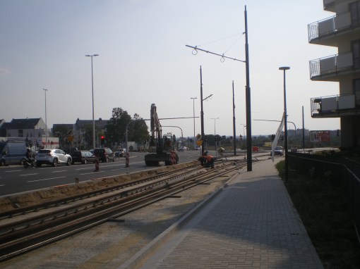 Budowa linii tramwajowej przy ulicy Witosa (1 września 2015)