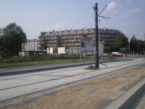 Budowa linii tramwajowej przy ulicy Płoskiego (1 września 2015) - przystanek Wilczyńskiego
