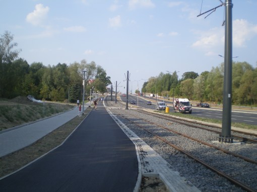 Budowa linii tramwajowej przy alei Sikorskiego (1 września 2015)