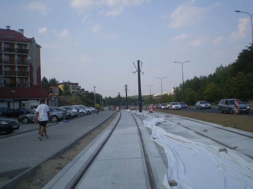 Budowa linii tramwajowej przy alei Sikorskiego (1 września 2015)