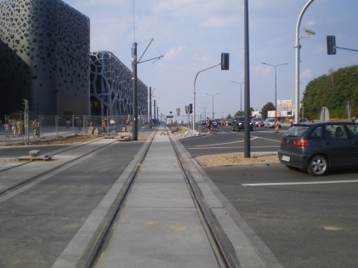 Budowa linii tramwajowej przy alei Sikorskiego (1 września 2015)