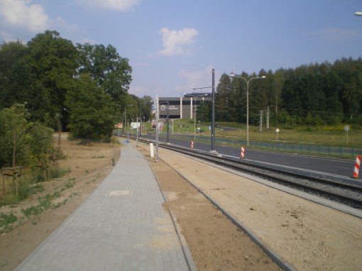 Budowa linii tramwajowej przy ulicy Tuwima (1 września 2015)