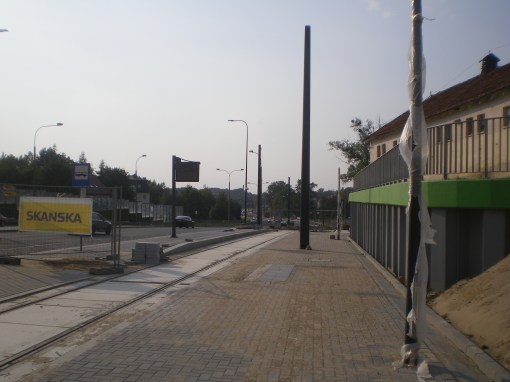 Budowa linii tramwajowej przy ulicy Tuwima (1 września 2015) - przystanek Pozorty