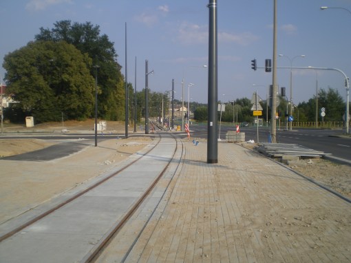 Budowa linii tramwajowej przy ulicy Tuwima (1 września 2015) - przystanek Uniwersytet-Pływalnia