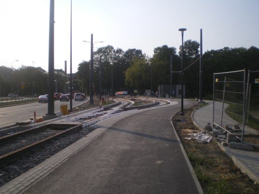 Budowa linii tramwajowej przy ulicy Tuwima (1 września 2015) - przystanek końcowy Uniwersytet-Prawocheńskiego