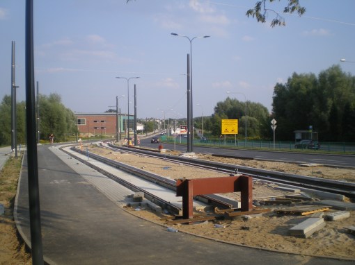 Budowa linii tramwajowej przy ulicy Tuwima (1 września 2015) - przystanek końcowy Uniwersytet-Prawocheńskiego
