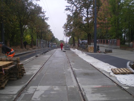 Budowa linii tramwajowej w ulicy Żołnierskiej (16 września 2015)