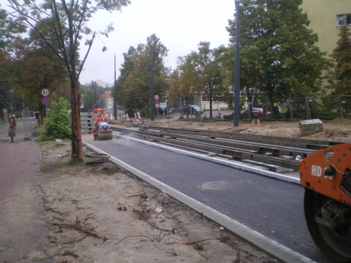 Budowa linii tramwajowej w ulicy Żołnierskiej (16 września 2015)