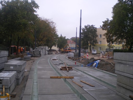 Budowa linii tramwajowej w ulicy Żołnierskiej (16 września 2015)