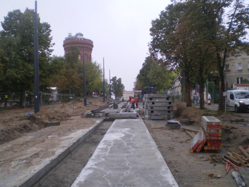 Budowa linii tramwajowej w ulicy Żołnierskiej (16 września 2015)