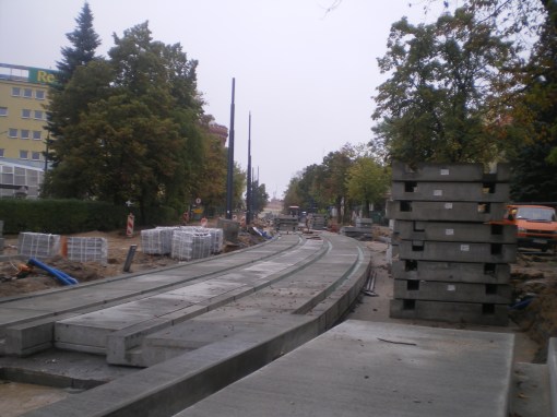 Budowa linii tramwajowej w ulicy Żołnierskiej (16 września 2015)