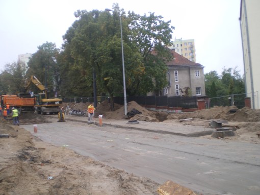 Budowa linii tramwajowej w ulicy Żołnierskiej (16 września 2015)
