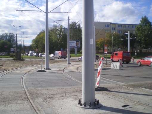 Budowa linii tramwajowej na placu Ofiar Katynia (21 września 2015)