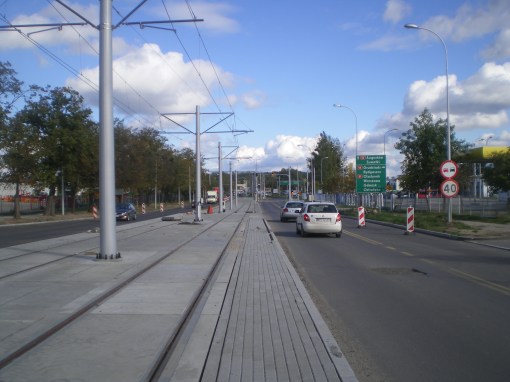 Budowa linii tramwajowej w ulicy Towarowej (21 września 2015)