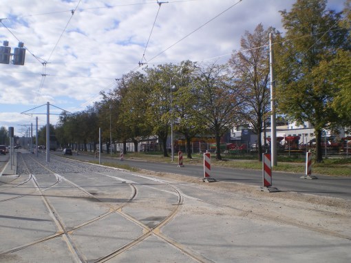 Budowa linii tramwajowej w ulicy Towarowej (21 września 2015)