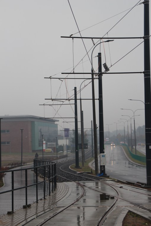 Budowa linii tramwajowej przy ulicy Tuwima (18 października 2015) - przystanek końcowy Uniwersytet-Prawocheńskiego