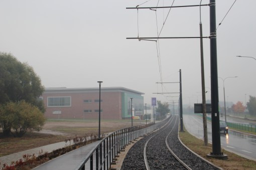 Budowa linii tramwajowej przy ulicy Tuwima (18 października 2015)
