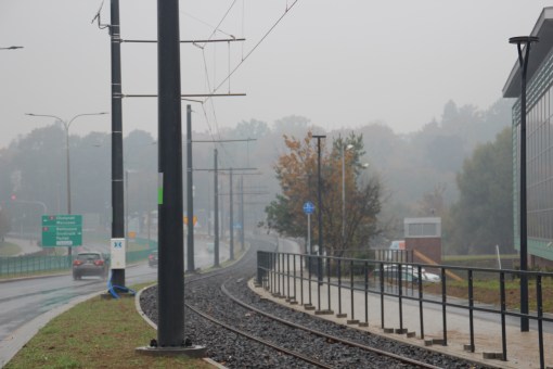 Budowa linii tramwajowej przy ulicy Tuwima (18 października 2015)