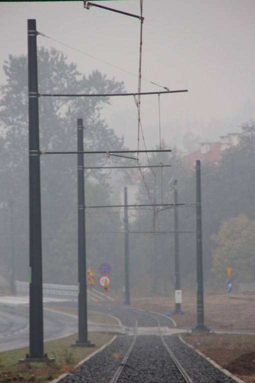 Budowa linii tramwajowej przy ulicy Tuwima (18 października 2015)