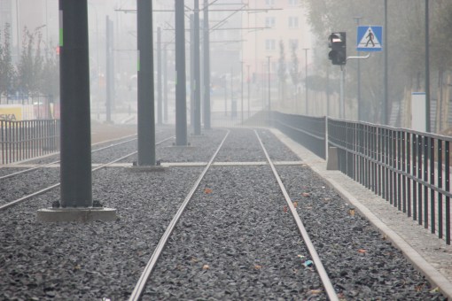 Budowa linii tramwajowej przy ulicy Witosa (18 października 2015)
