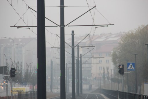 Budowa linii tramwajowej przy ulicy Witosa (18 października 2015)