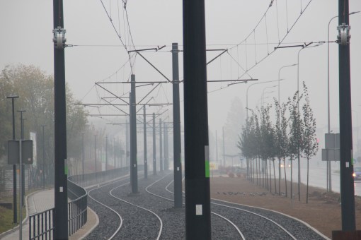 Budowa linii tramwajowej przy ulicy Witosa (18 października 2015)