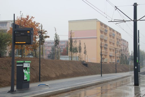 Budowa linii tramwajowej przy ulicy Witosa (18 października 2015) - przystanek Witosa