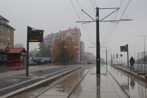 Budowa linii tramwajowej przy alei Sikorskiego (18 października 2015) - przystanek Andersa