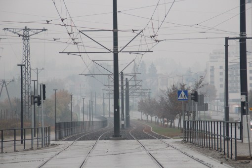 Budowa linii tramwajowej przy alei Sikorskiego (18 października 2015)